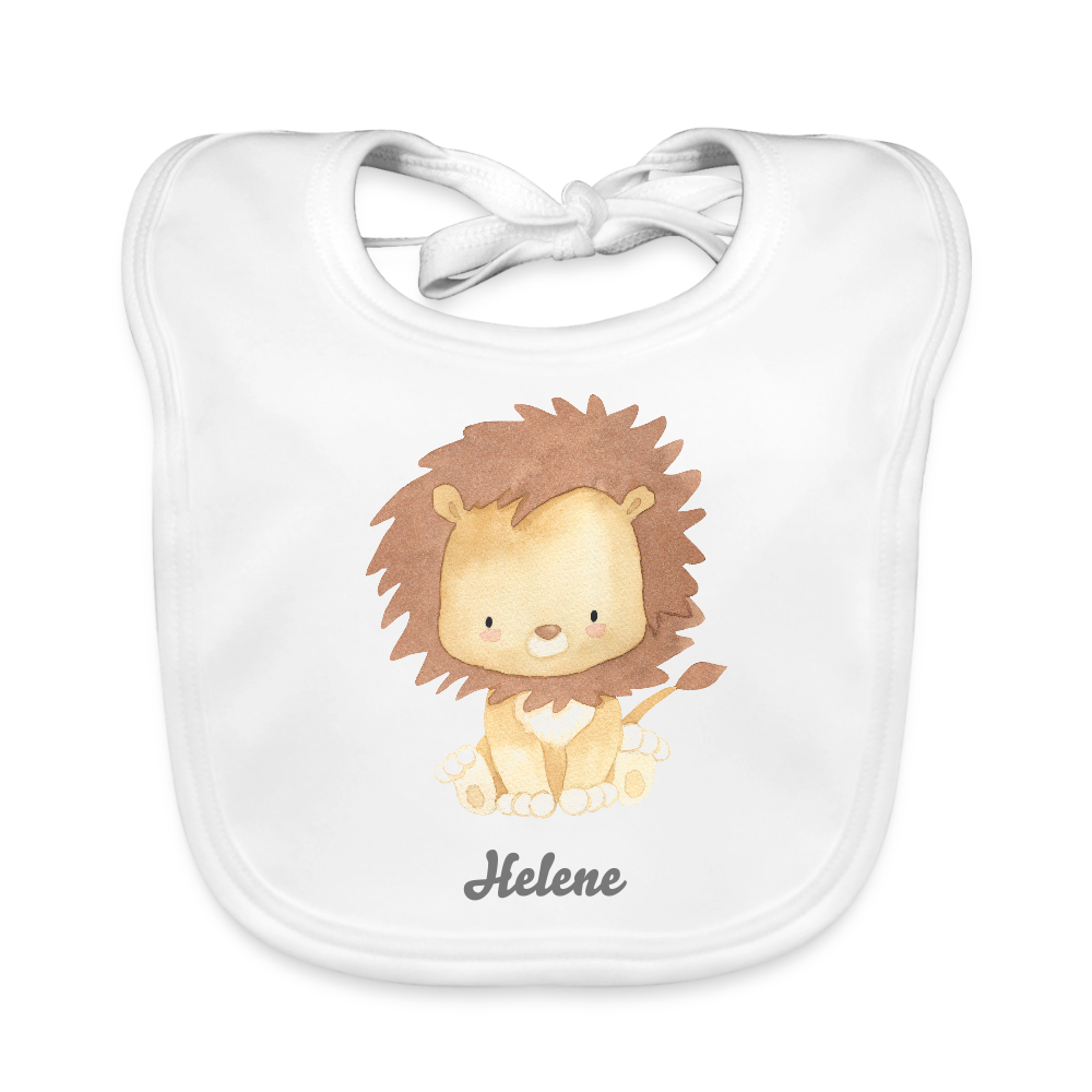 Baby Bio-Lätzchen - Löwe - personalisierbar - Weiß