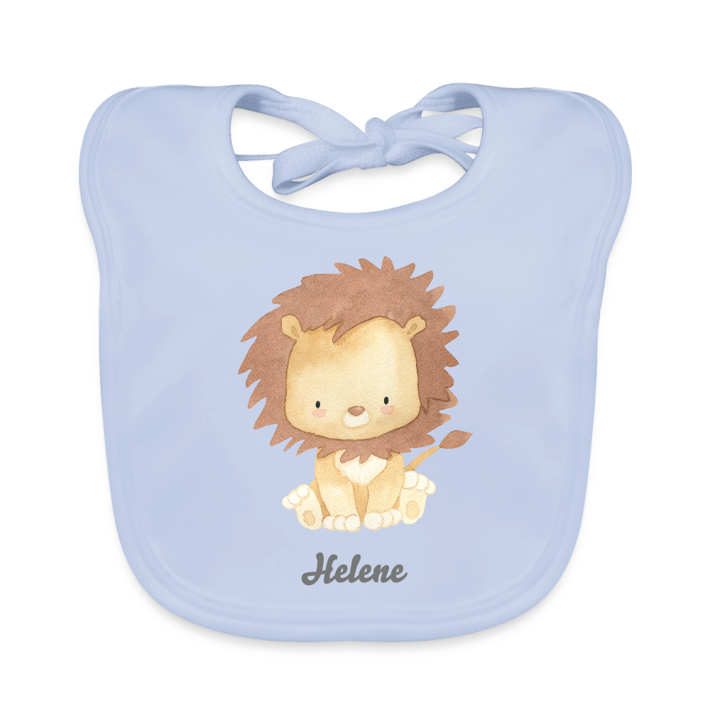Baby Bio-Lätzchen - Löwe - personalisierbar - sky Blue