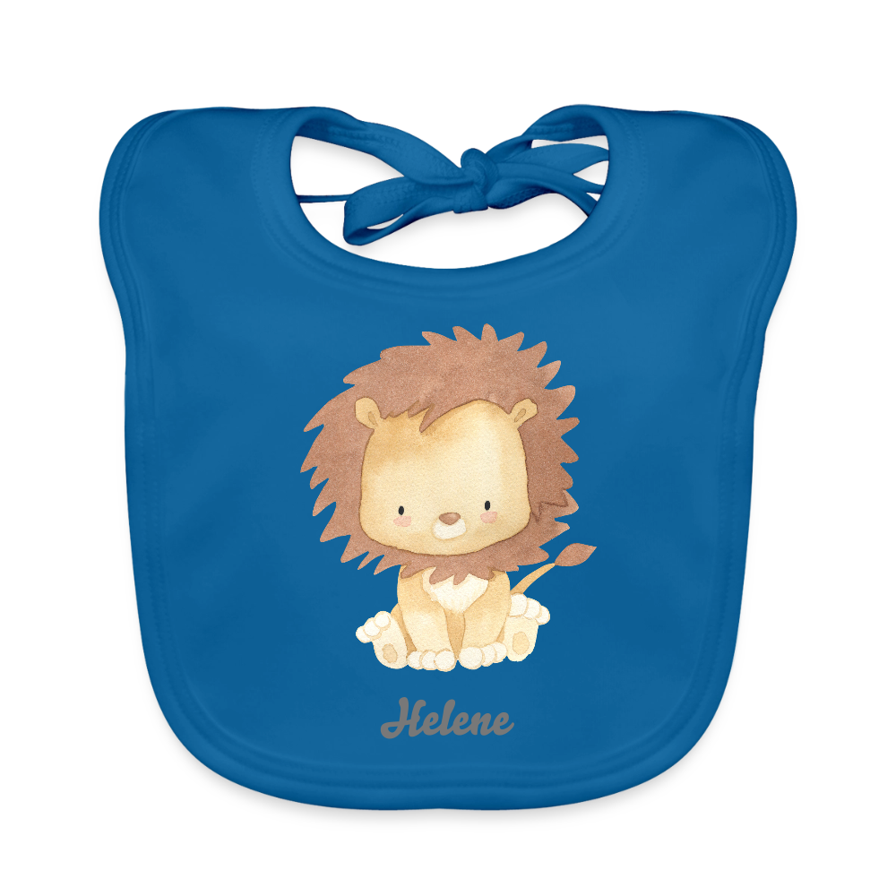 Baby Bio-Lätzchen - Löwe - personalisierbar - Pfauenblau