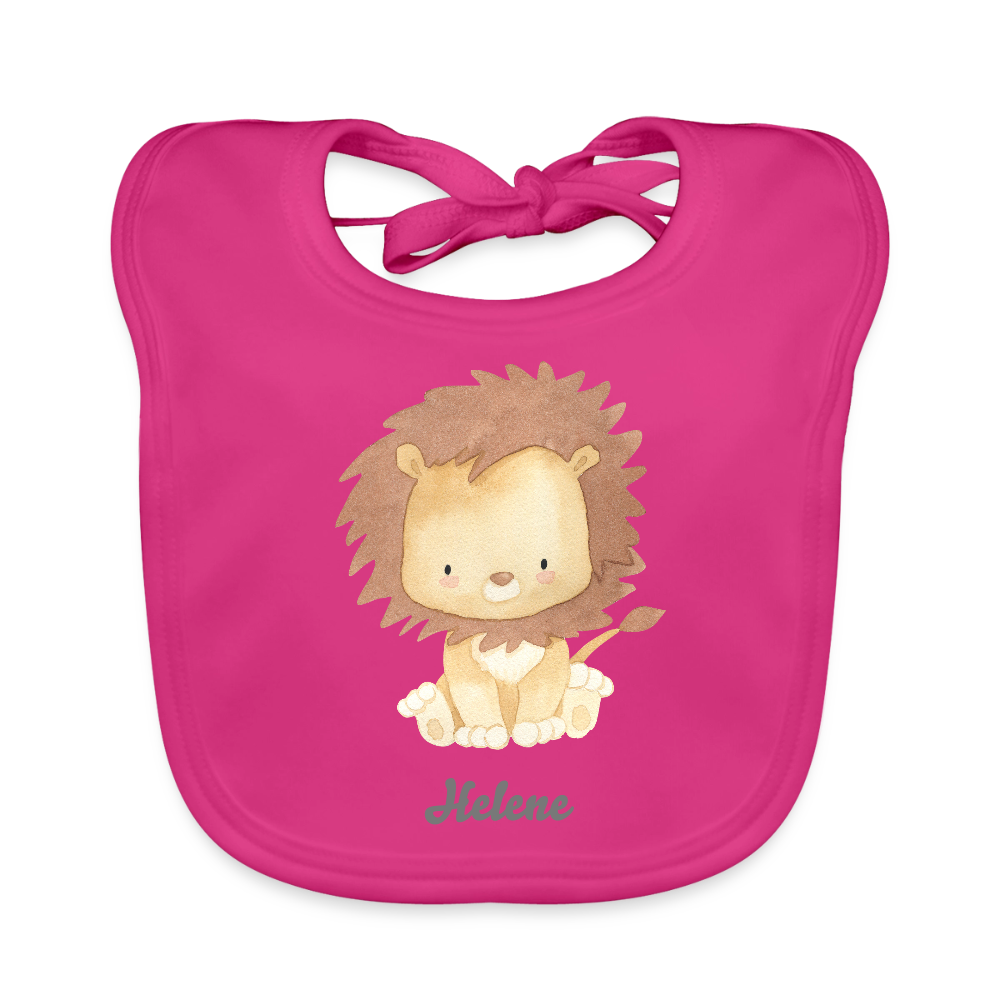 Baby Bio-Lätzchen - Löwe - personalisierbar - Fuchsia