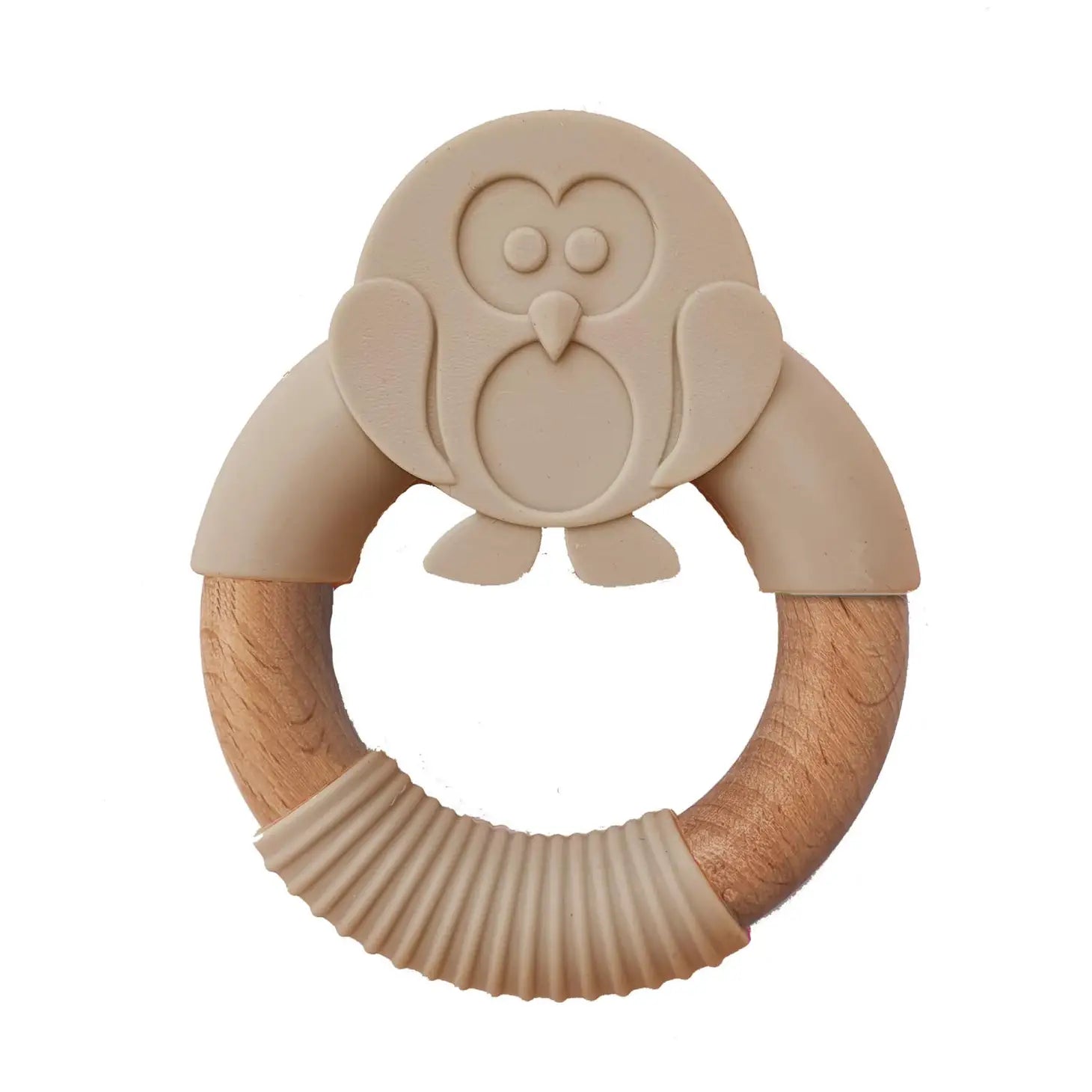 Beißring Eule - taupe