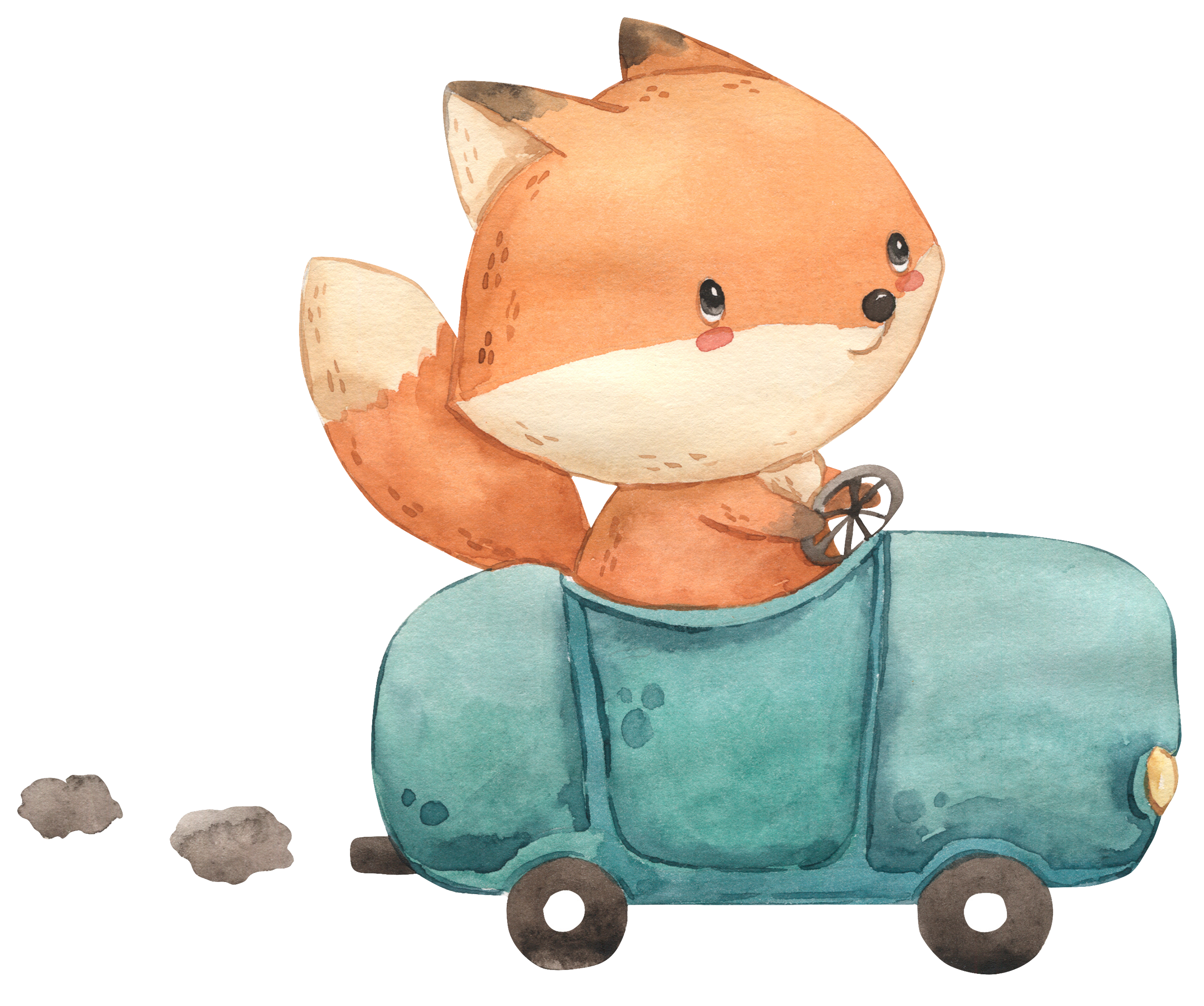 Wandsticker Aufkleber Fuchs mit Auto