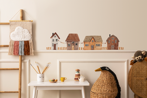 Wandsticker Häuschen Kinderzimmer – Aquarell Wandtattoo