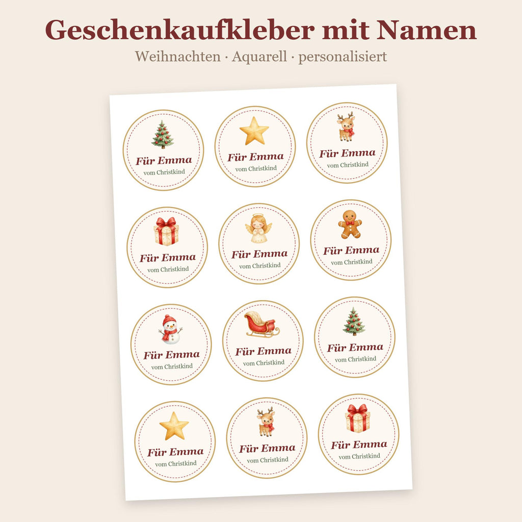Geschenkaufkleber Weihnachten mit Namen