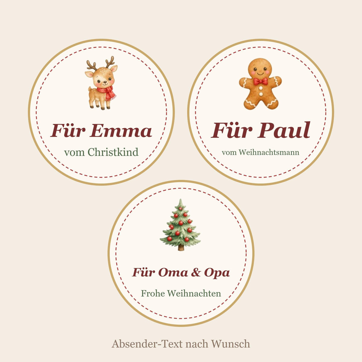Geschenkaufkleber Weihnachten mit Namen
