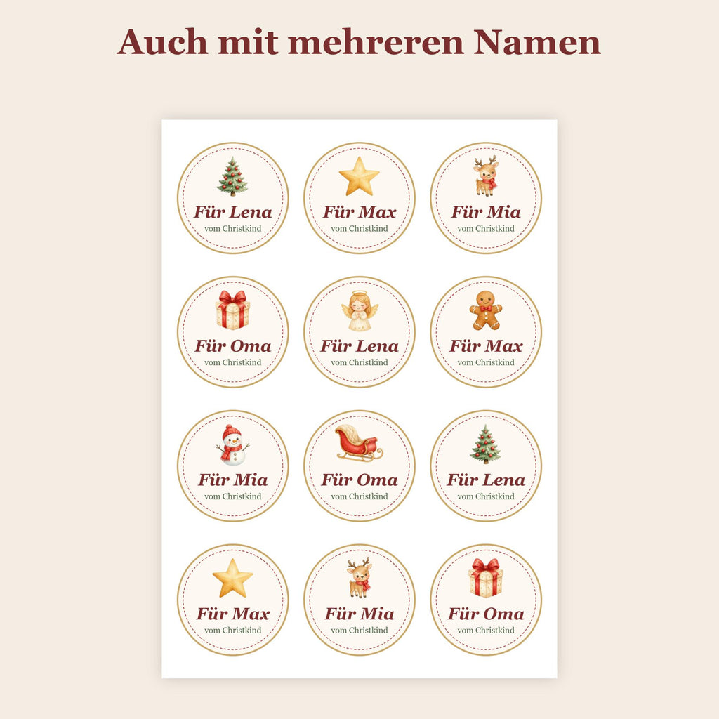 Geschenkaufkleber Weihnachten mit Namen