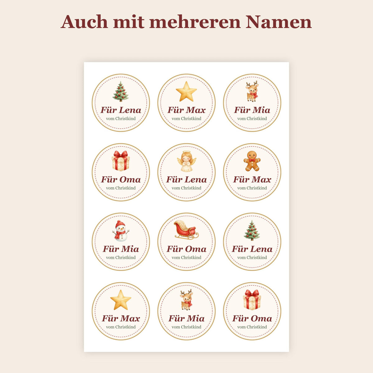 Geschenkaufkleber Weihnachten mit Namen
