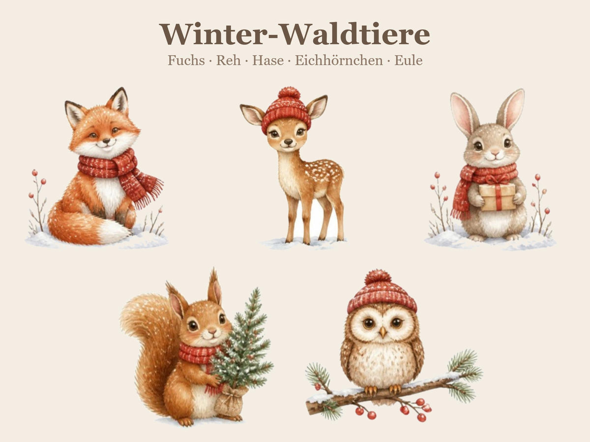 Fensterbild Winter Waldtiere