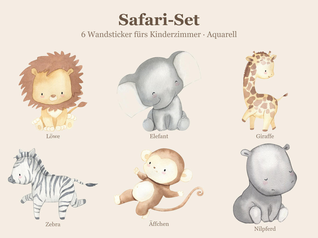 Wandsticker Set Safari Tiere Kinderzimmer