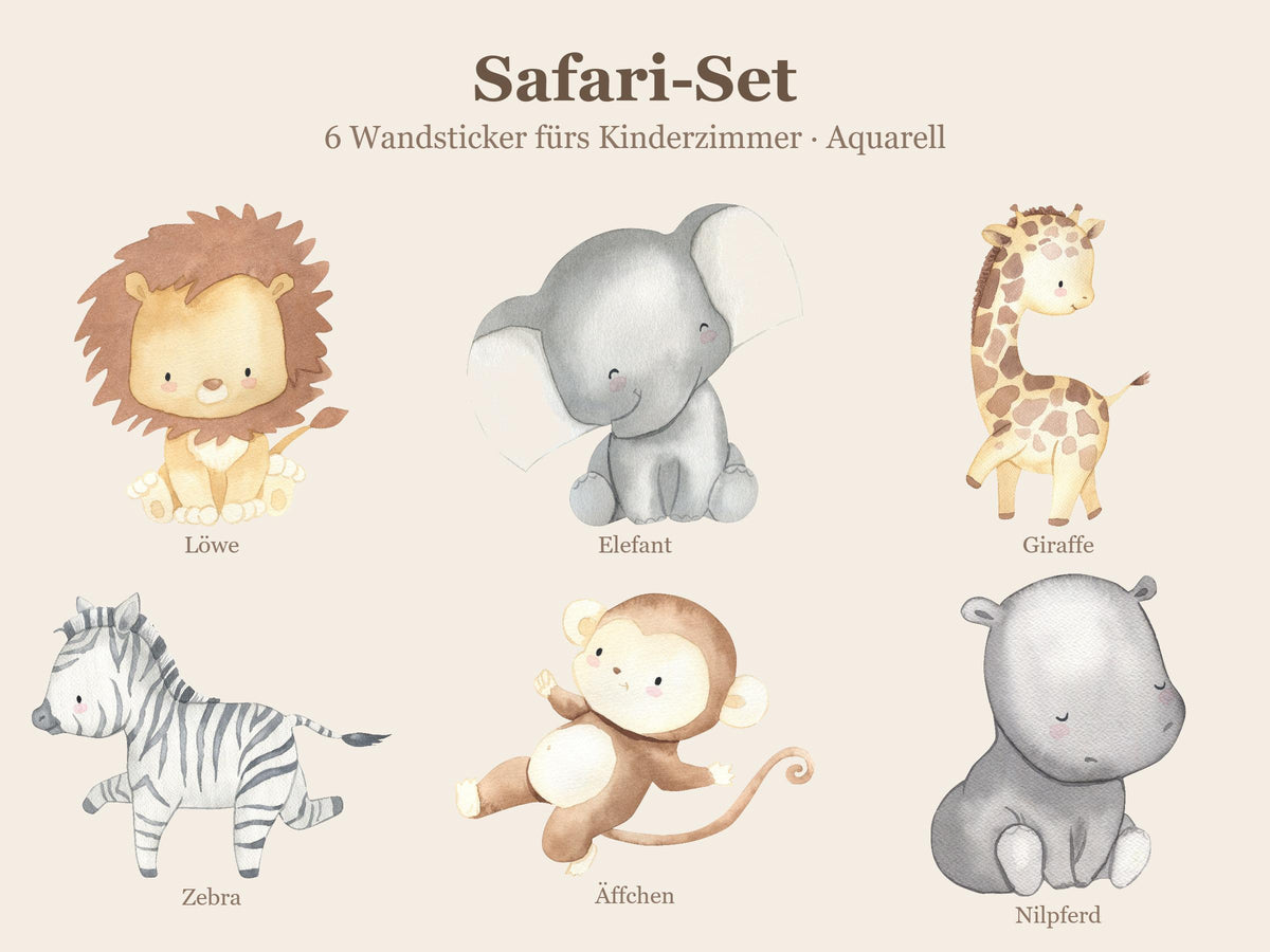 Wandsticker Set Safari Tiere Kinderzimmer