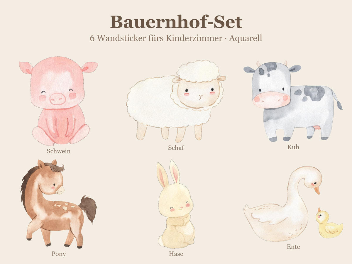 Wandsticker Set Bauernhof Tiere Kinderzimmer
