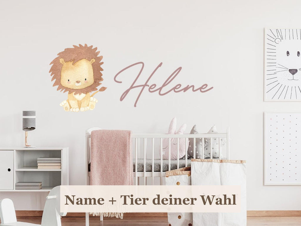 Wandsticker Name mit Tier personalisiert