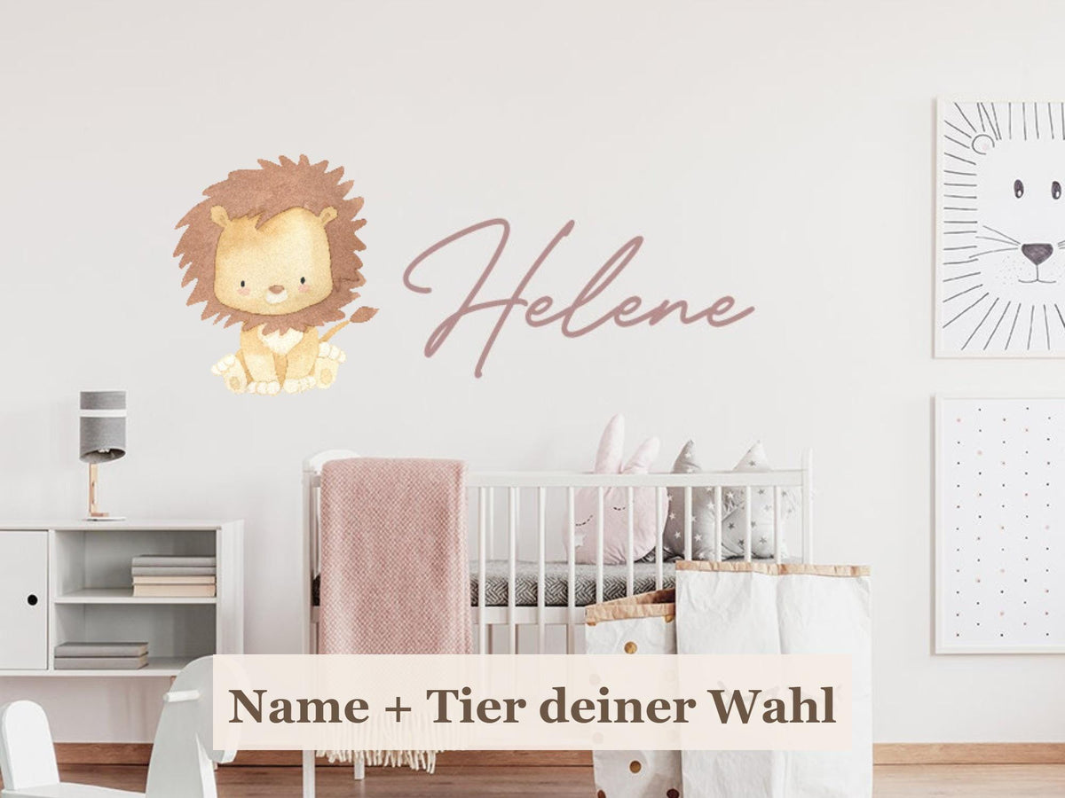 Wandsticker Name mit Tier personalisiert