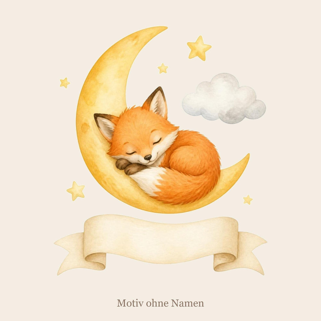 Wandsticker Fuchs auf Mond mit Name
