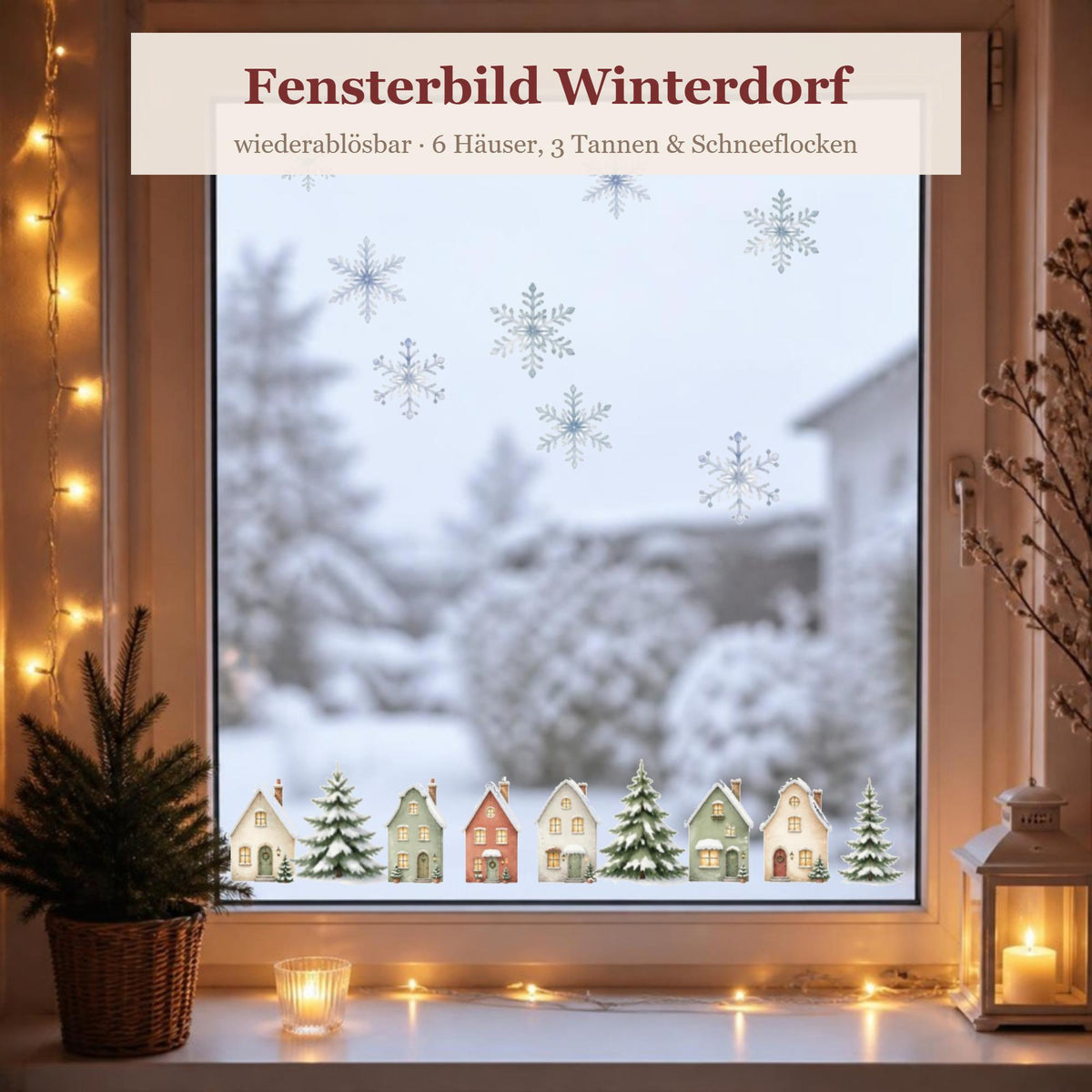 Fensterbild Weihnachten Winterdorf