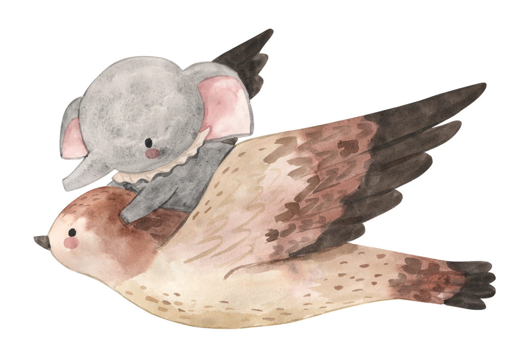 Wandsticker Aufkleber Vogel mit Elefant