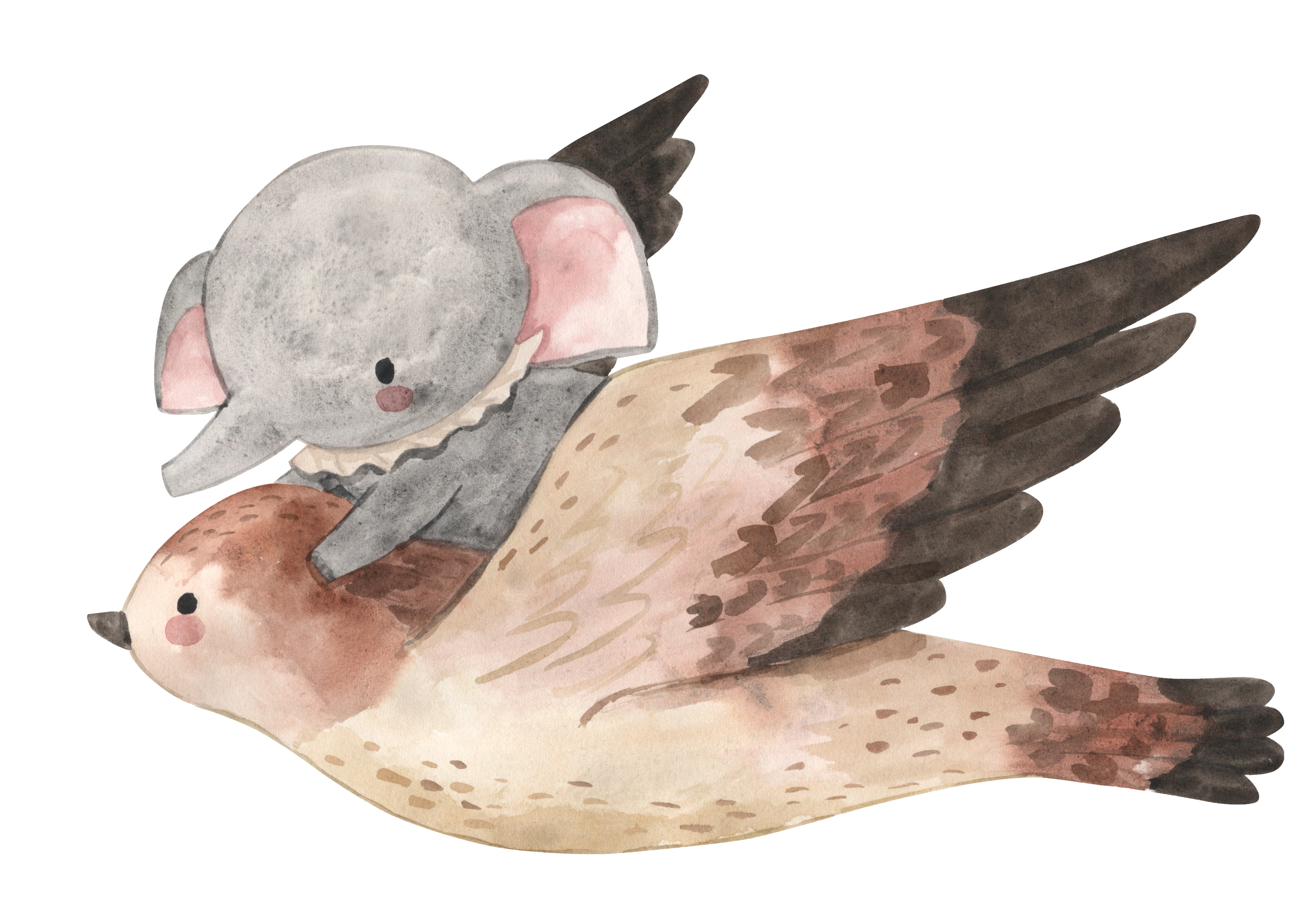 Wandsticker Aufkleber Vogel mit Elefant