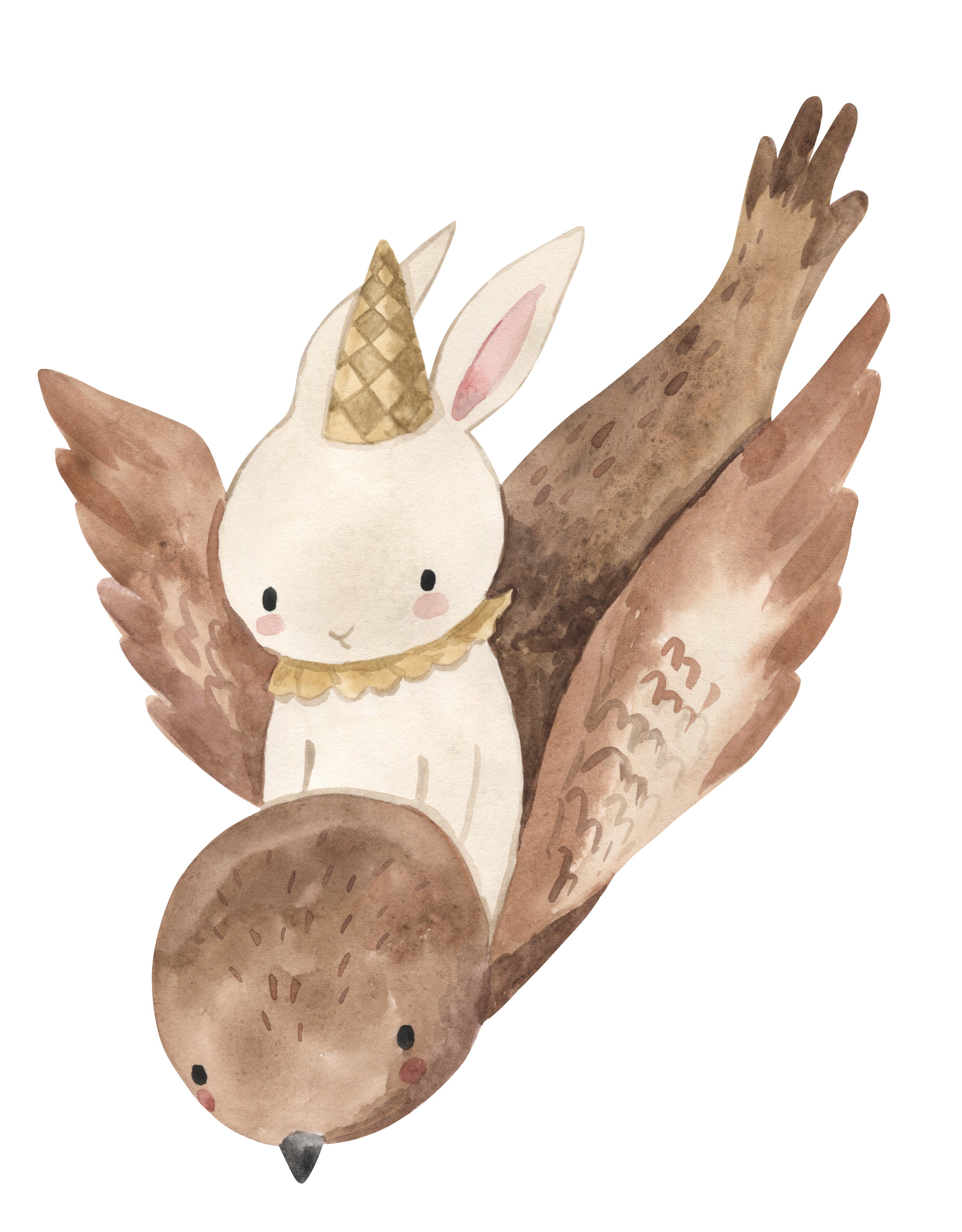 Wandsticker Aufkleber Vogel mit Hase